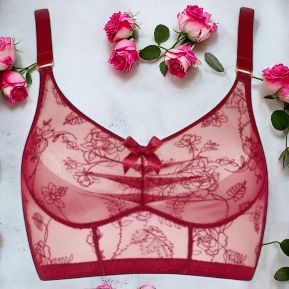 Agent Provocateurs Liv Burgundy Soft Lace Bra Size 2/4